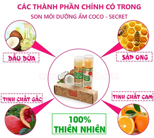 Dưỡng ẩm cho môi tốt hơn với son môi dưỡng ẩm dầu dừa sáp ong tinh dầu gấc